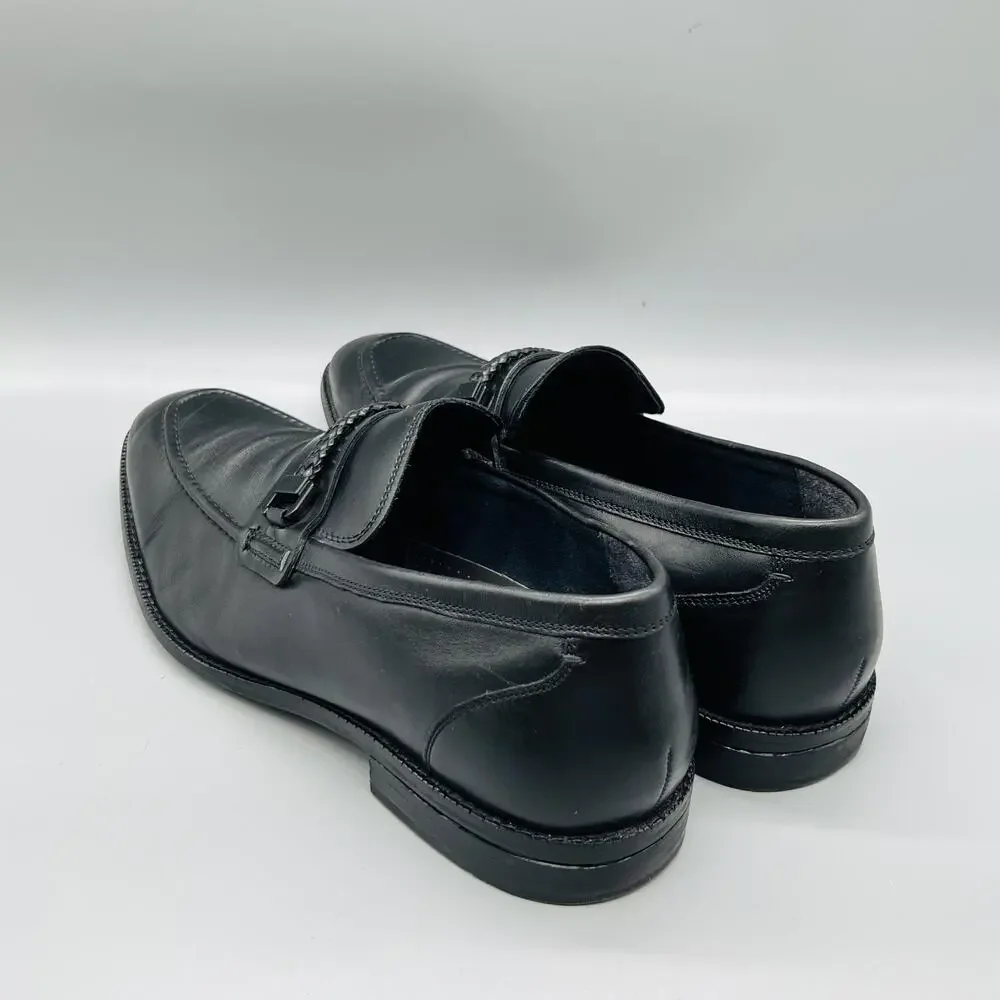 Cole Haan Shoes Men 11 Black Leather Grand 360 Woven Strap Loafers Dress Classic